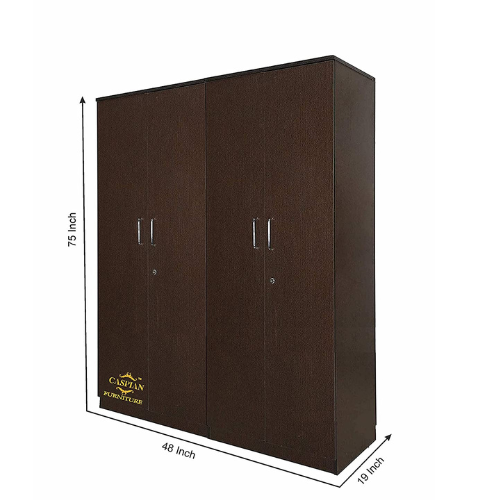 Engineered Wood 4 Door Wardrobe with Shelves and Hanging Space for Clothes || Wooden Storage Cupboard
