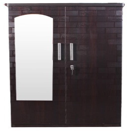 Black Brick Texture Two Door With Mirror Wardrobe