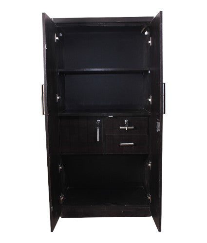 Black Brick Texture Two Door With Mirror Wardrobe
