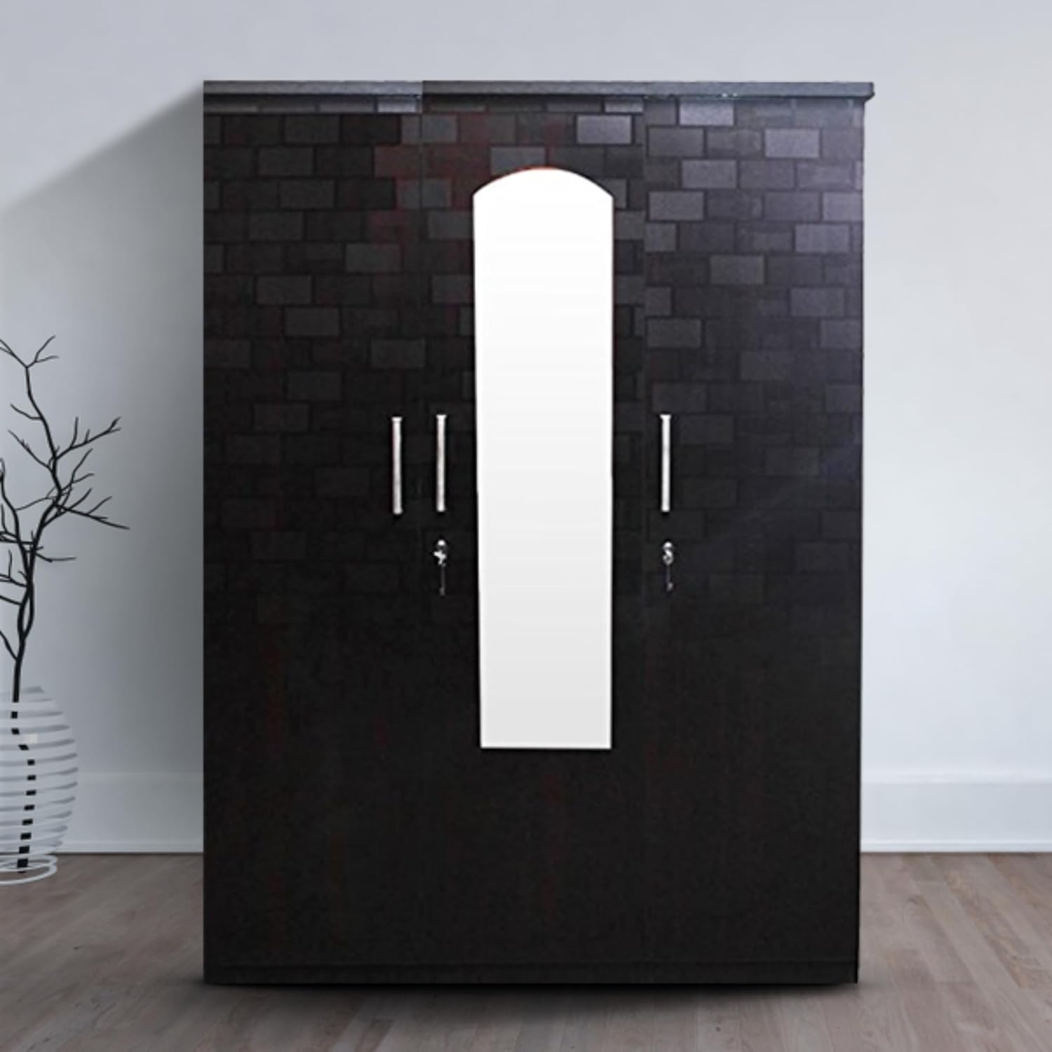 Engineered Wood Wardrobe Textured Brown,3 door