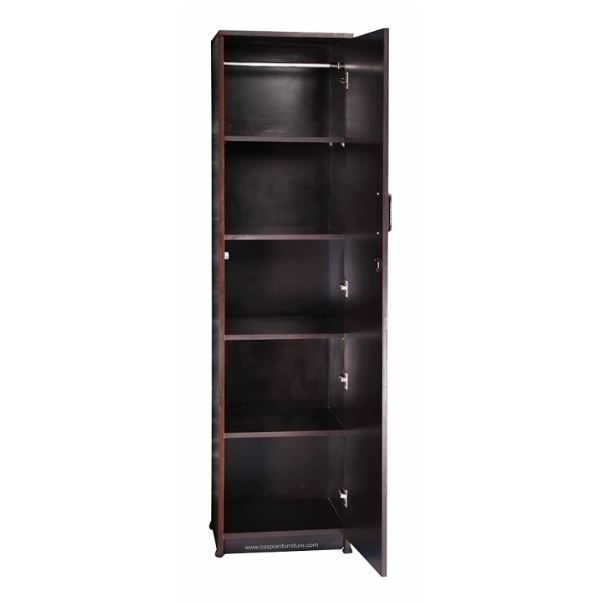 CASPIAN Engineered Wood 1 Door Wardrobe (Brown) | Pre-Assembled Furniture | Almirah/Cupboard for Bedroom Clothes Storage Organizer with 5 Compartments & 1 Hanging Space