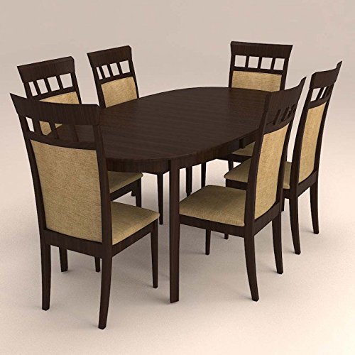Oval Dinning Set with 6 Seater High Back Cushioned Chair