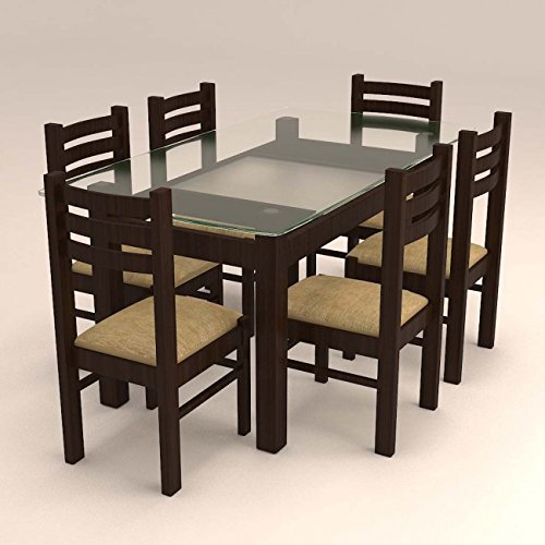 Glass Dinning Set with Retangular Table and Ladder Back Chairs.