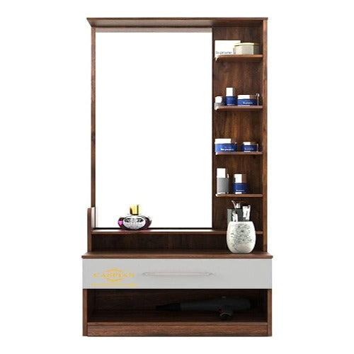 Dressing Table with Shelves and Drawer || Make up Table|| Organizer for Room Engineered Wood Dressing Table (Walnut Brown & White)