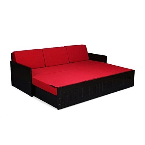 Square Textured Sofa Cum Bed (Red)