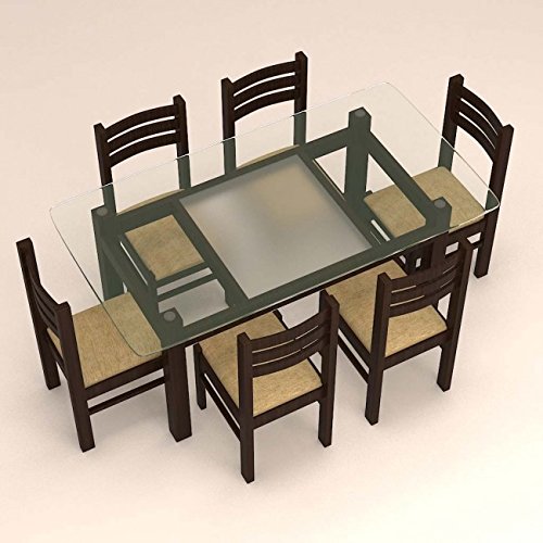 Glass Dinning Set with Retangular Table and Ladder Back Chairs.