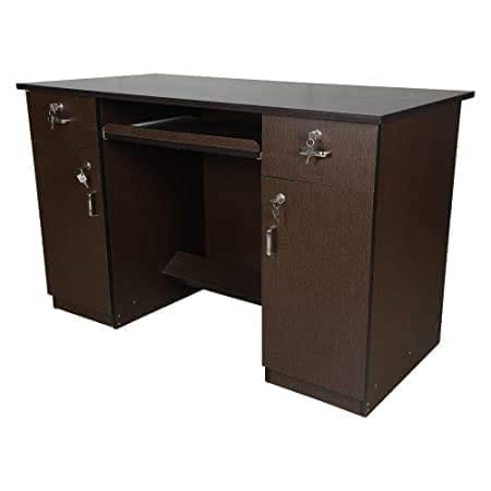Home & Office Table / Study Table with Drawer and Shelves | Work from Home Table (Brown)