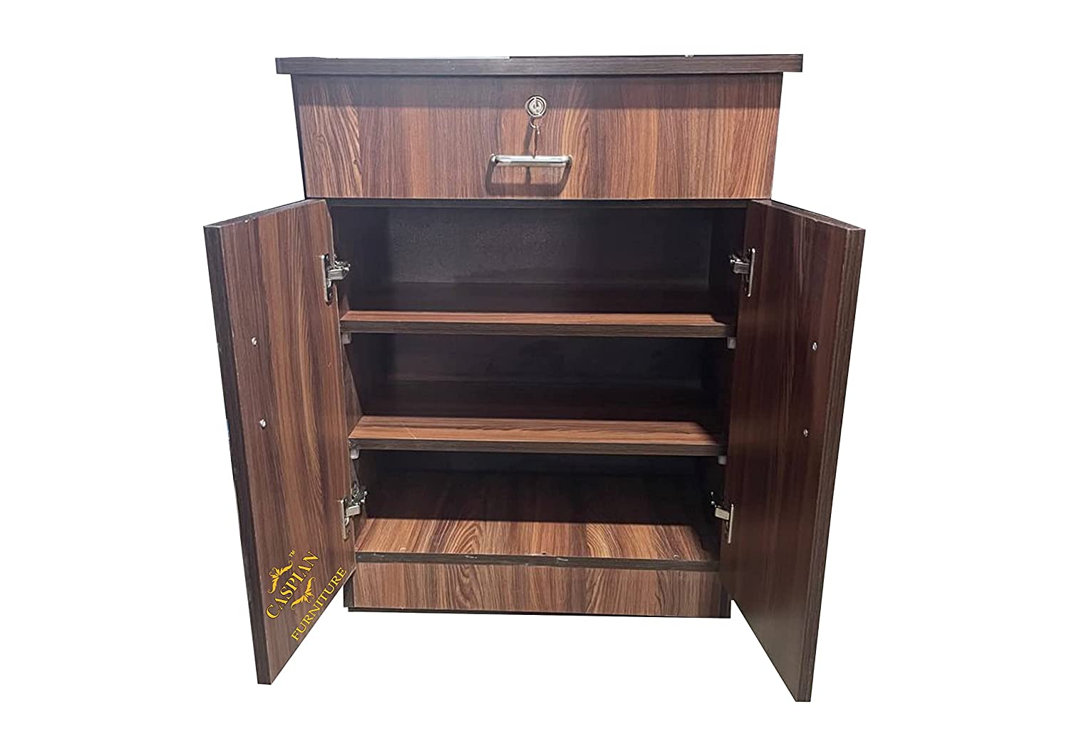 Engineered Wood 4 Tier Shelf in Streak Textured Finish | Shoe Cabinet | Hall Way Furniture | Outdoor Cabinet with Lock | Size 30 x 24 inches