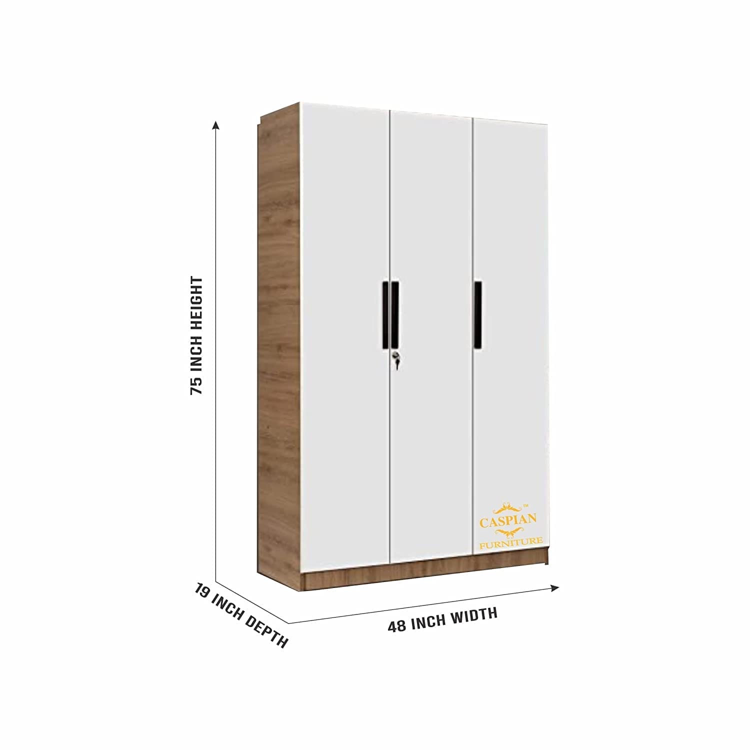 Engineered Wood 3 Door Wardrobe with Drawer, Shelves & Hanging Space for Clothes || Wooden Utility Cupboard