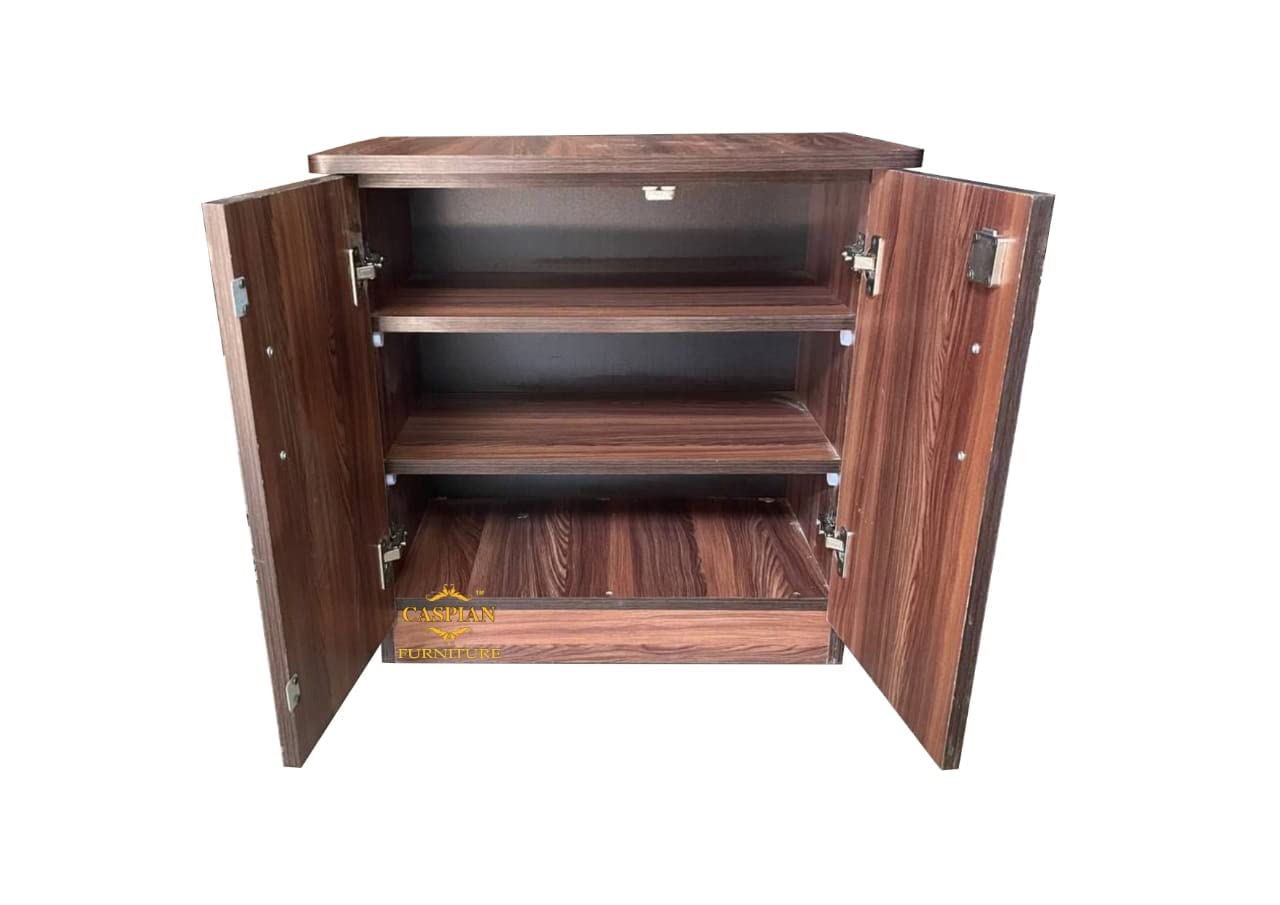 Engineered Wood 3 Tier Shelf in Streak Textured Finish | Shoe Cabinet | Hall Way Furniture | Outdoor Cabinet with Lock | Size 24 x 24 inches
