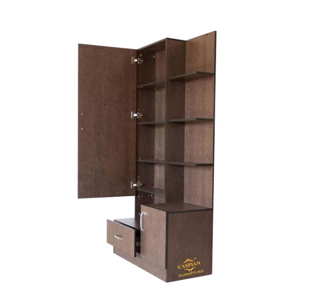 CASPIAN Engineered Wood Single Door Wooden Vanity Dressing Table (Brown) | Pre-Assembled Furniture with Mirror | Makeup & Accessories Storage Organizer with 4 Shelves, 1 Cabinet & 1 Drawer