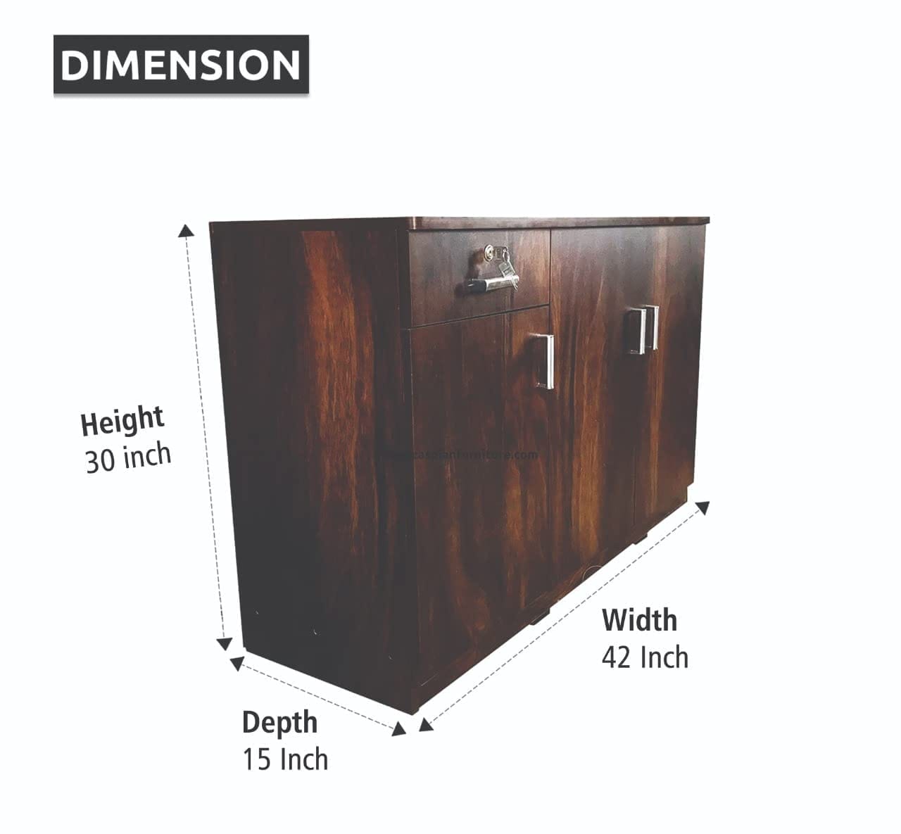Engineered Wood Textured 3 Door Storage Cabinet with Drawer(Brown) | Shoe Rack | Storage Cabinet