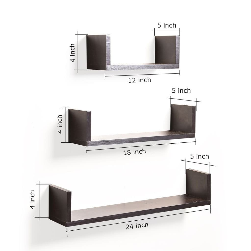 U Shaped Floating Wall Shelves (Set of 3)
