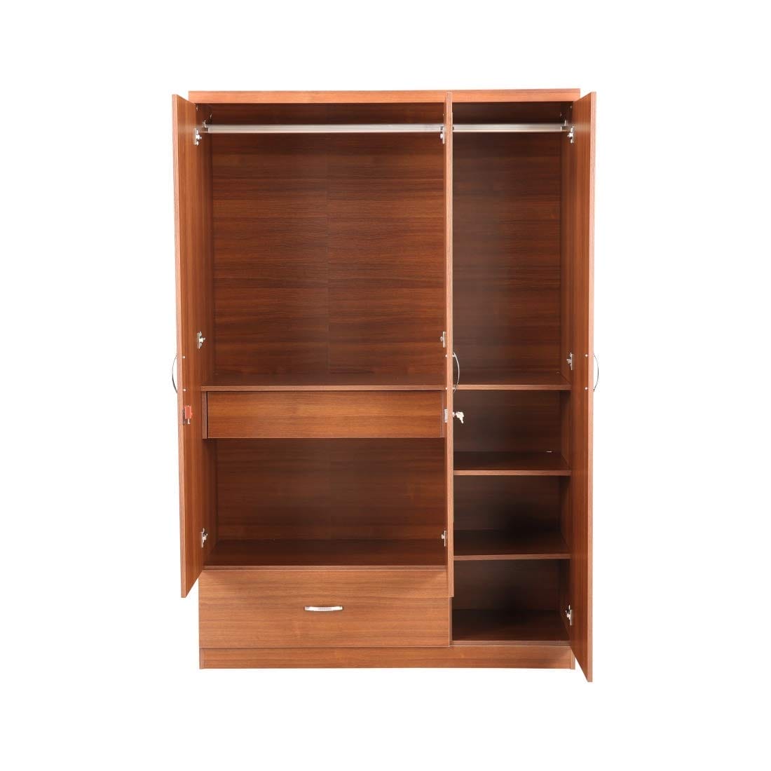 Light Brown 3 Door Wardrobe with Drawers, Shelves and Hanging Space for Clothes | Wardrobe for Clothes