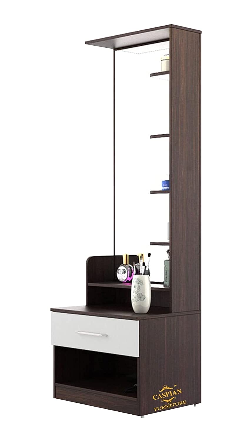 Dressing Table with Shelves and Drawer || Make up Table|| Organizer for Room Engineered Wood Dressing Table (Coffee Black & White)