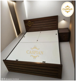 Caspian Furniture Brown Colour Queen Size Bed with Storage For Bedroom || Living Room