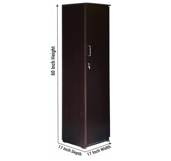CASPIAN Engineered Wood 1 Door Wardrobe (Brown) | Pre-Assembled Furniture | Almirah/Cupboard for Bedroom Clothes Storage Organizer with 5 Compartments & 1 Hanging Space