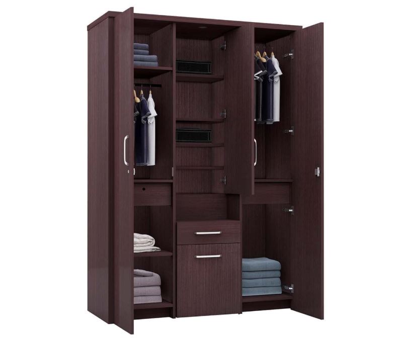 CASPIAN Engineered Wood 3 Door Wardrobe (Rainforest Brown) | Furniture with Dressing Mirror | Cupboard/Almirah for Bedroom Clothes Storage Organizer | with Cabinet, 3 Drawers & 9 Shelves