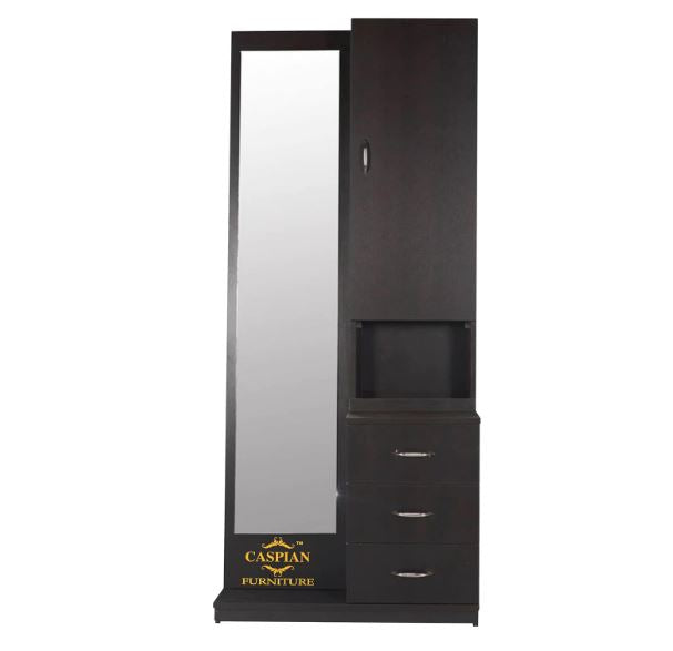 CASPIAN Engineered Wood Dressing Table (Rainforest Dark) | Full-Length Mirror, Drawers & Storage Shelf | Makeup Vanity Cabinet for Bedroom & Kids Room | Modern & Durable Furniture Unit