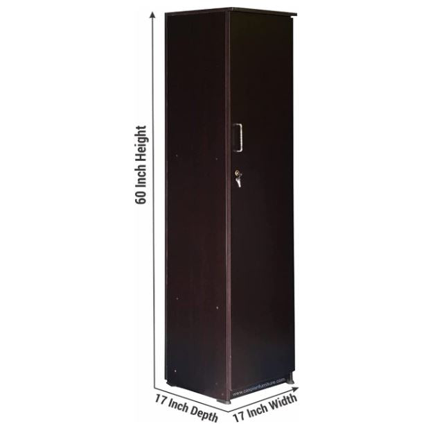 CASPIAN Engineered Wood 1 Door Wardrobe (Brown) | Pre-Assembled Furniture | Almirah/Cupboard for Bedroom Clothes Storage Organizer with 5 Compartments & 1 Hanging Space