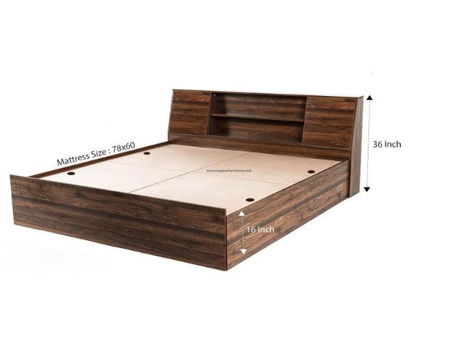 CASPIAN King Size Double Bed 78 X 60 Inches (Asian Brown) | Modern & Classic Style Engineered Wood Bed | with 4 Shelves & 4 Detachable Storage Boxes | Wooden Furniture for Home, Bedroom & Living Room