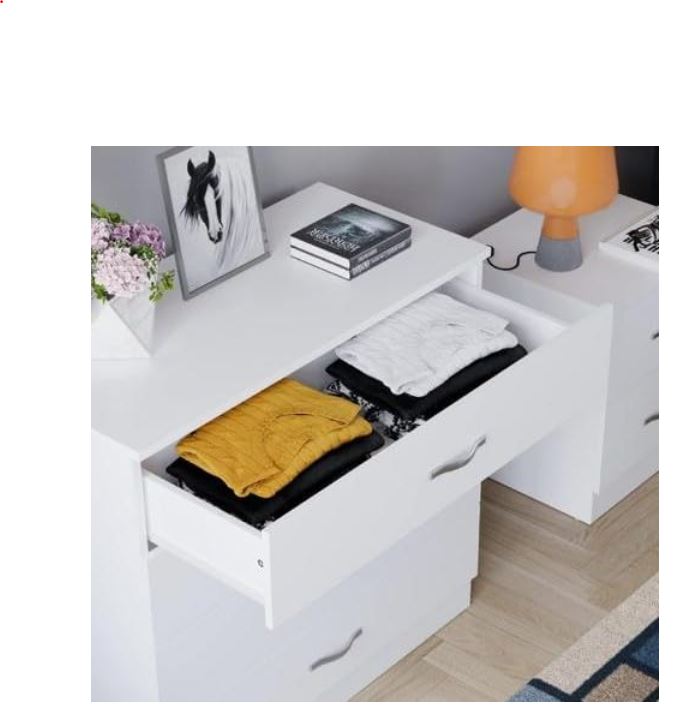 CASPIAN Wooden Chest of Drawers (White) | Multipurpose Engineered Wood Storage Organizer Furniture with 4 Drawers | Filing Cabinet for Home, Bedroom, Living Room & Office
