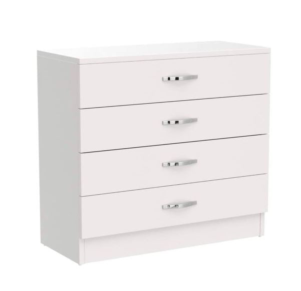CASPIAN Wooden Chest of Drawers (White) | Multipurpose Engineered Wood Storage Organizer Furniture with 4 Drawers | Filing Cabinet for Home, Bedroom, Living Room & Office