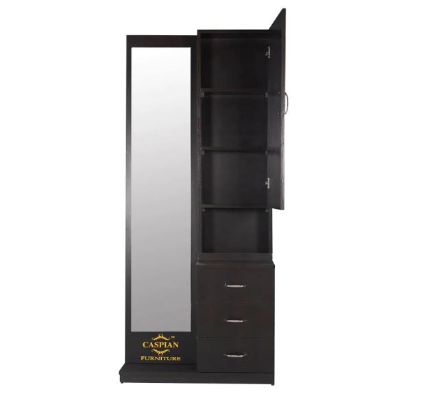 CASPIAN Engineered Wood Dressing Table (Rainforest Dark) | Full-Length Mirror, Drawers & Storage Shelf | Makeup Vanity Cabinet for Bedroom & Kids Room | Modern & Durable Furniture Unit