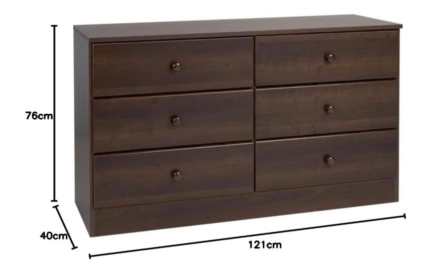 CASPIAN Wooden Chest of Drawers (Rainforest Brown) | Multipurpose Engineered Wood Storage Organizer Furniture with 6 Drawers | Filing Cabinet for Home, Bedroom, Living Room & Office