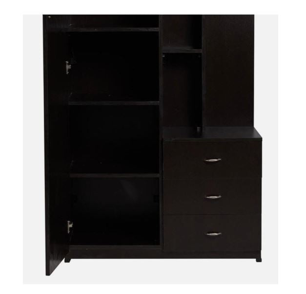 CASPIAN Engineered Wood 1 Door Vanity Dressing Table Cum Wardrobe (Rainforest Dark) | Pre Assembled Cupboard/Almirah Furniture with Mirror | Bedroom Clothes Storage Organizer with 5 Shelves