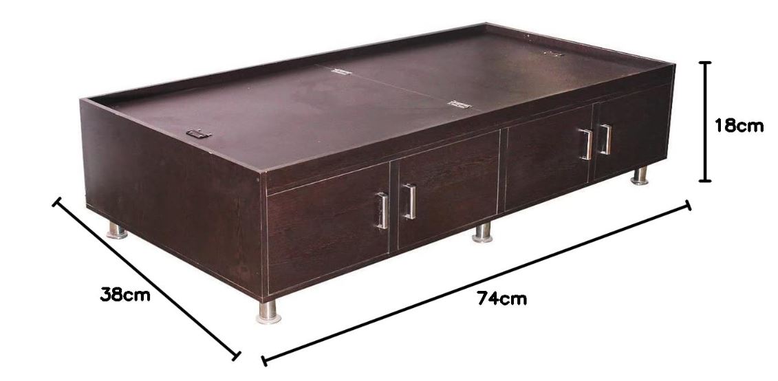 CASPIAN Engineered Wood Single Bed Coffee Brown 74 x 38 Inch | Portable & Compact Size|Multipurpose Divan Walnut Finish Bed|Side & Upper Storage Box | Durable Furniture for Home, Living Room & Bedroom