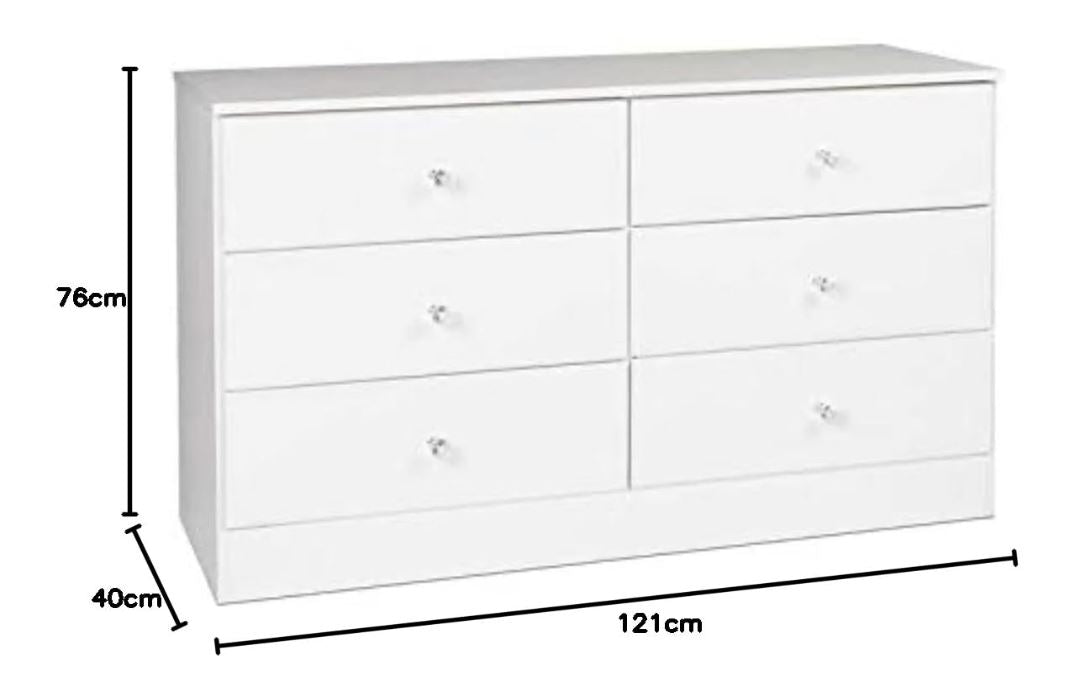 CASPIAN Wooden Chest of Drawers (White) | Multipurpose Engineered Wood Storage Organizer Furniture with 6 Drawers | Filing Cabinet for Home, Bedroom, Living Room & Office