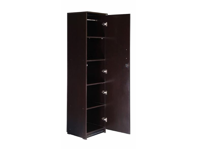 CASPIAN Engineered Wood 1 Door Wardrobe (Brown) | Pre-Assembled Furniture | Almirah/Cupboard for Bedroom Clothes Storage Organizer with 5 Compartments & 1 Hanging Space