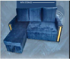 Caspian Furniture L shape sofa Cum bed Fir Golden Strips Design For Living room