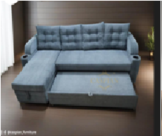 Caspian Furniture L Shape Sofa Cum bed with Storage and Cup Holder For Living Room