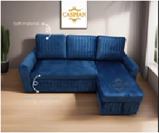 Caspian Furniture L shape Sofa Cum Bed with Round Handle and Storage For Living Room