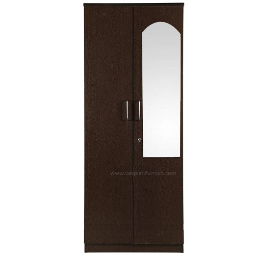 Wenge Colour 2 Door Wardrobe with Mirror | Wooden Wardrobe for Home | Home Furniture | Cupboard | Clothes Cabinet