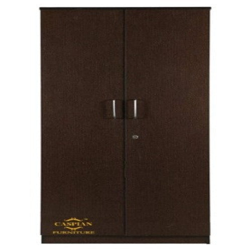Junglewood Texture 2 Door Wardrobe/Cupboard in Brown with 2 Drawers, 3 Shelves and Hanging Space for Clothes