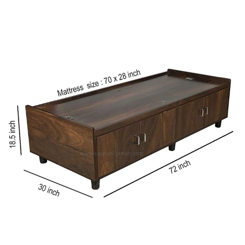 Wood Finish Single Bed with Box Storage (30 inch)