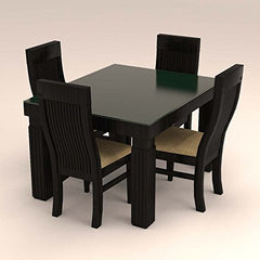 Seater Dinning Set with Vertical Stripe and Glass Table Top