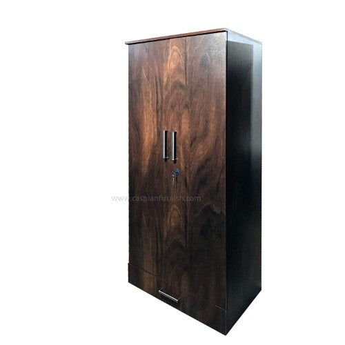 Engineered Wood Textured 2 Door Wardrobe with 5 Shelves and 1 Drawer | Wooden Wardrobe for Home