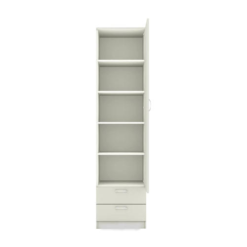 Super White Engineered Wood Single Door Wardrobe/Cupboard with 4 Shelves