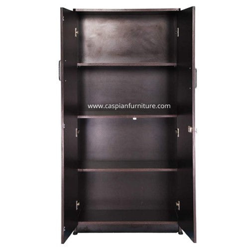 Black Wenge 2 Door Wardrobe with 4 Shelves| Wardrobe for Bedroom/Clothes Organizer