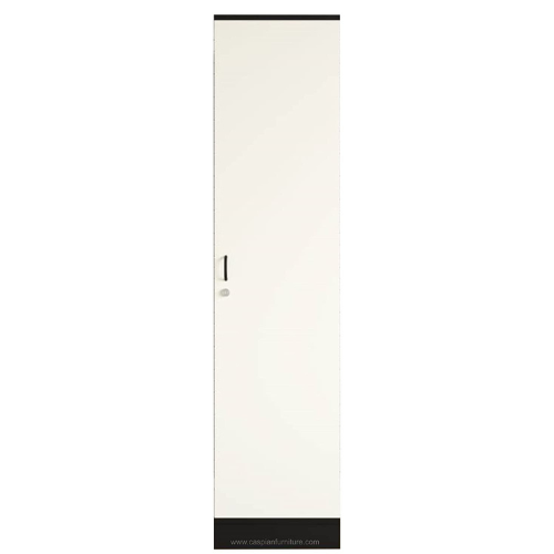 White and Coffee Colour Engineered Wood Single Door Wardrobe Cupboard with 4 Shelves and 1 Drawer
