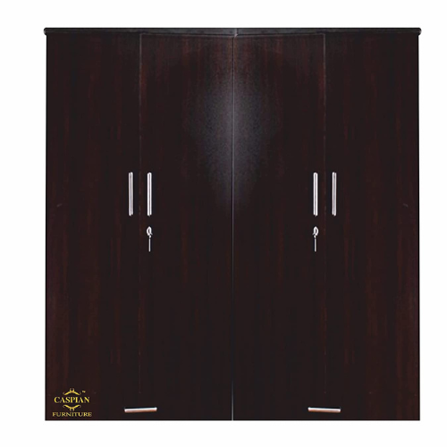 Engineered Wood 4 Door Wardrobe with Locker, Drawers and Hanging Space for Bedroom, Clothes - Black Wenge Finish, 75 x 60 x 19 Inch