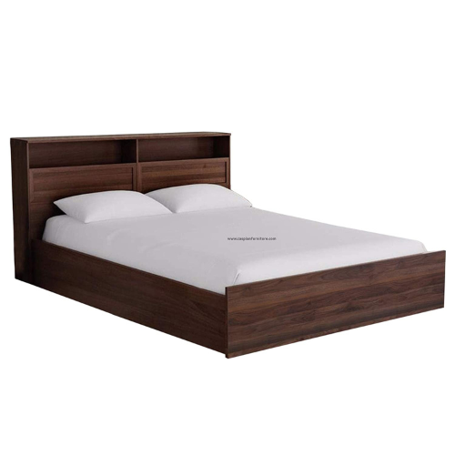 Engineered Wood Contemporary Style King Size Bed with Shelves