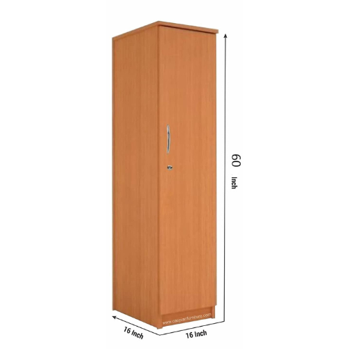 Light Brown Engineered Wood Single Door Wardrobe/Cupboard with 5 Shelves and 6 compartments