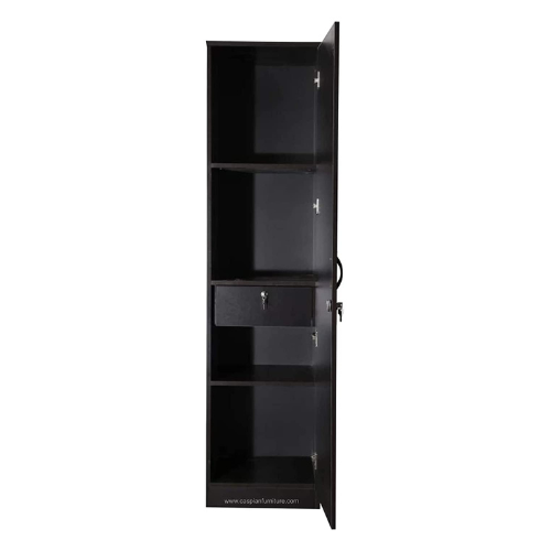 Coffee Brown Engineered Wood Single Door Wardrobe/Cupboard, 4 Compartments