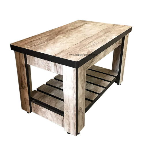 Engineered Wood Center Table/Teapoy with Shelve for Living Room (Brown & Grey Textured)