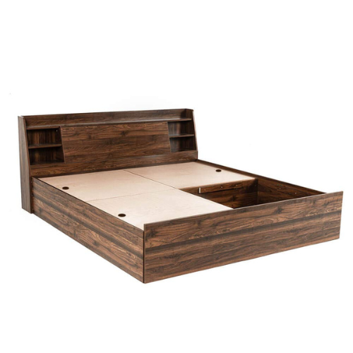 Engineered Classic Style King Size Bed with Shelves & Storage